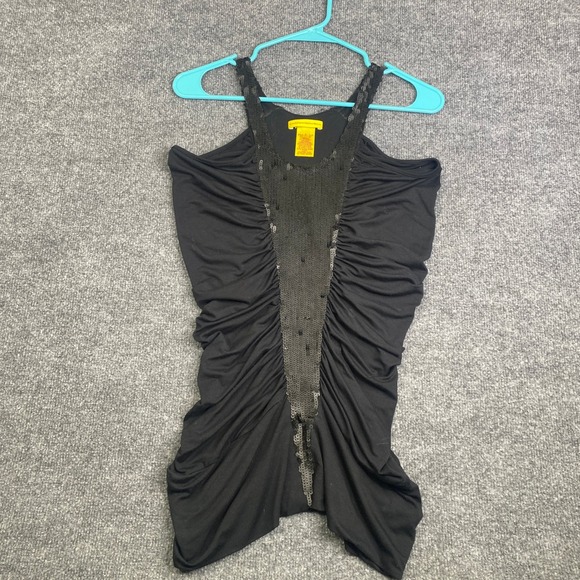 Catherine Malandrino Tops - Catherine Malandrino Black Ruched Sequin Silk Blend Sleeveless Top Small